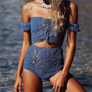 Crochet High Waist Bikini